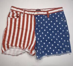 Venus cutoff shorts USA flag red white blue Fame patriotic women's size 12